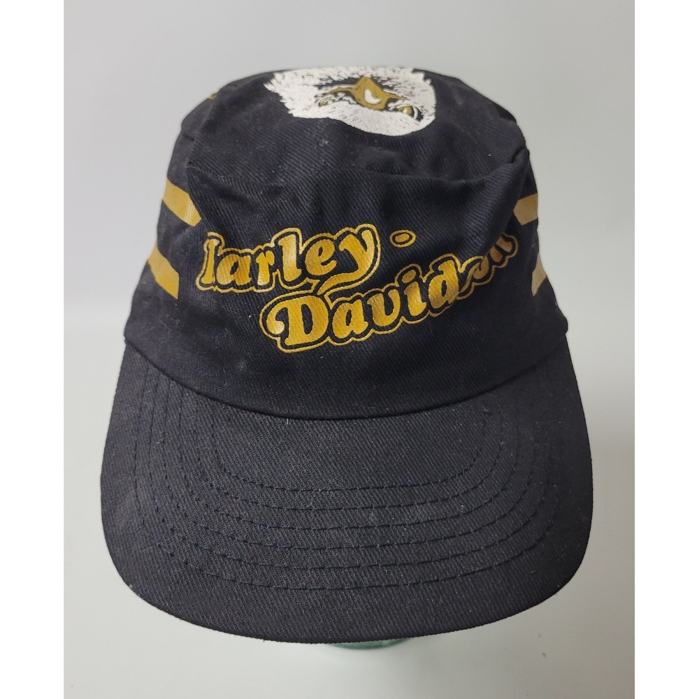Vintage Harley Davidson Black Gold Eagle Painter Cap Hat